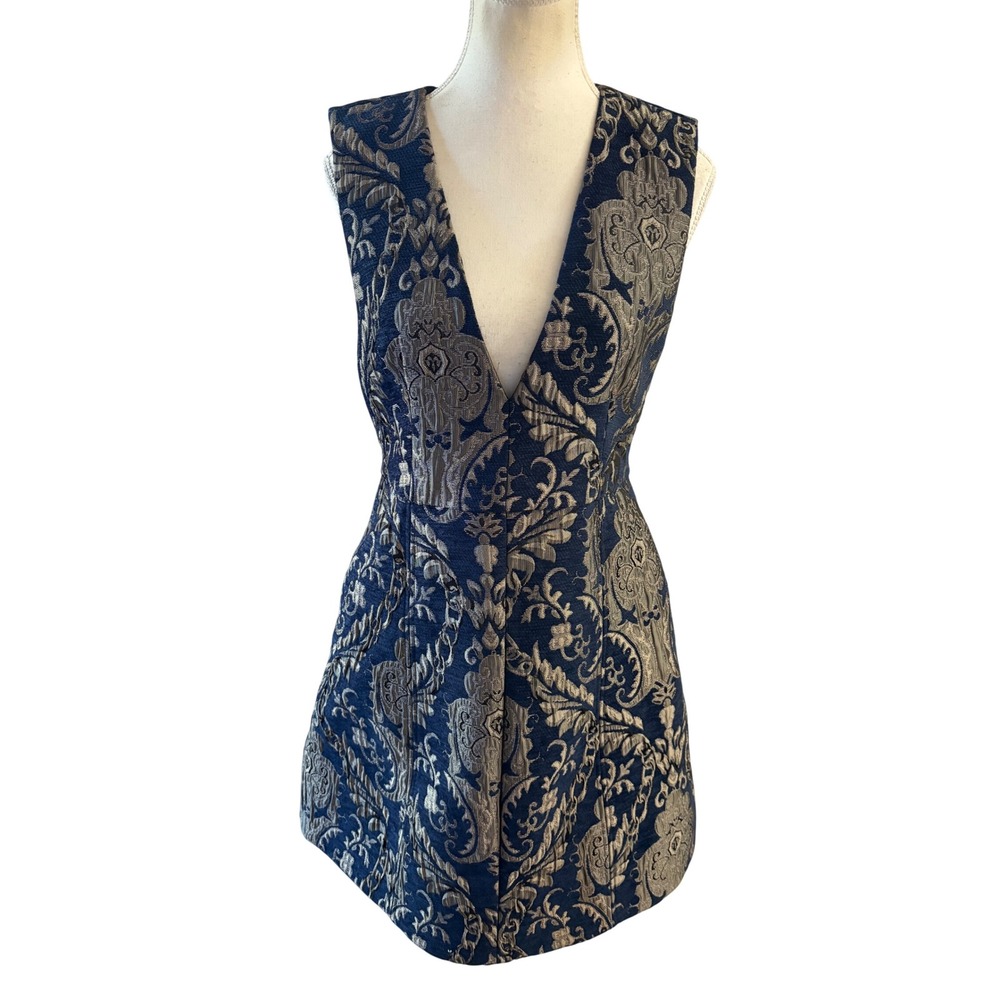 Alice + Olivia Blue Jacquard Mini Dress Size 6